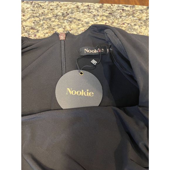 NWT Nookie Harley Mini Dress Women's Size XS BlackAsymmetrical Waist Long Sleeve - Picture 3 of 5